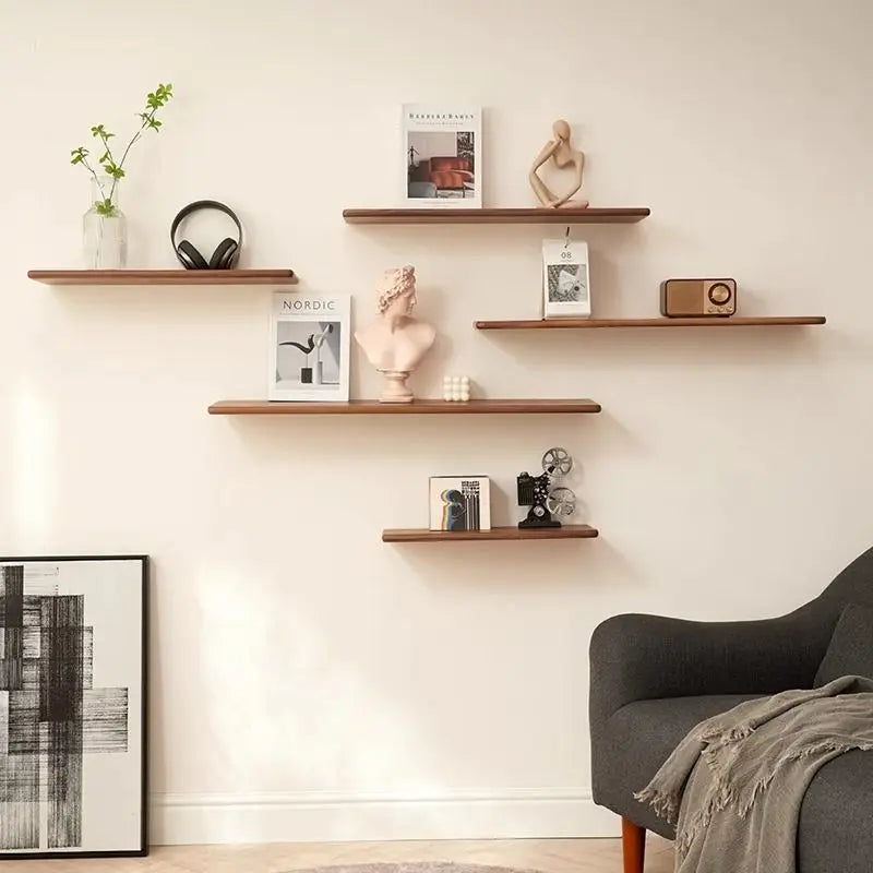 Solid Black Walnut Floating Shelf – Wall-Mounted Wood Ledge