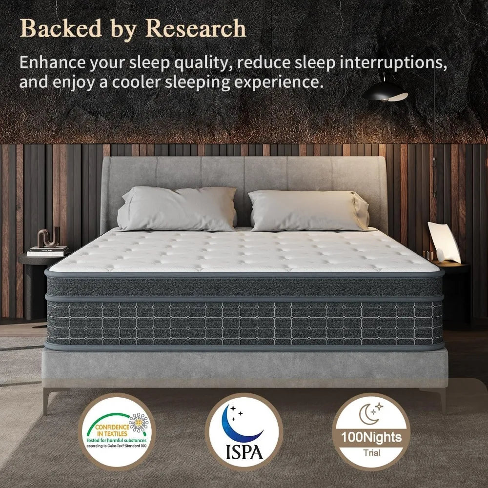 Full Size 12 Inch Mattress in a Box with Pocketed Springs for Pressure Relief and Motion Isolation