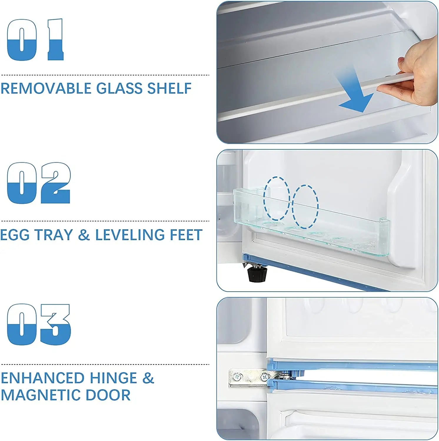 3.2 Cu.ft  Double Door Compact Refrigerator, Mini Fridge with Freezer, Retro Design Small Drink Chiller for Home, Office