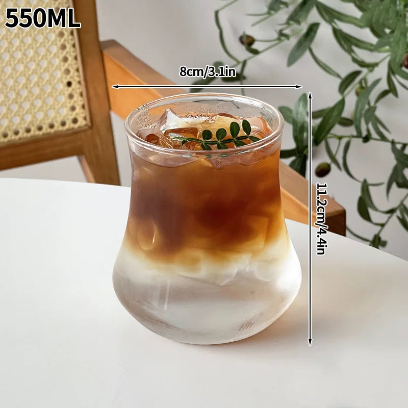 Ins Glass Cup High Borosilicate Tumbler Drinkware Milk Tea Cups Juice Coffee Mug Latte Glass Heat-resistant Stripe Water Glasses
