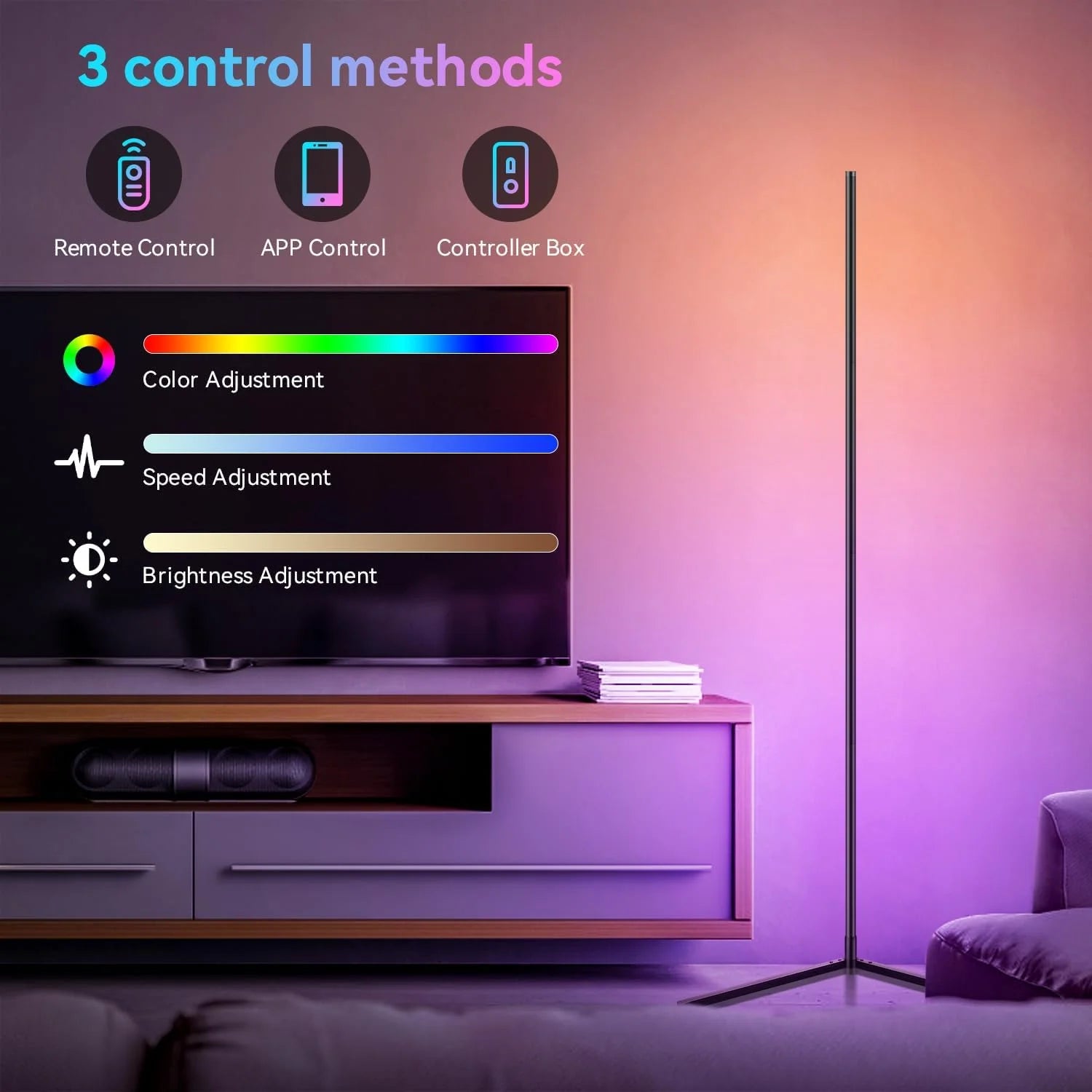 Smart LED Floor Lamp RGB Remote & APP Control Music Sync Corner Lighting Timer Mood Standing Lamp for Living Room Gaming