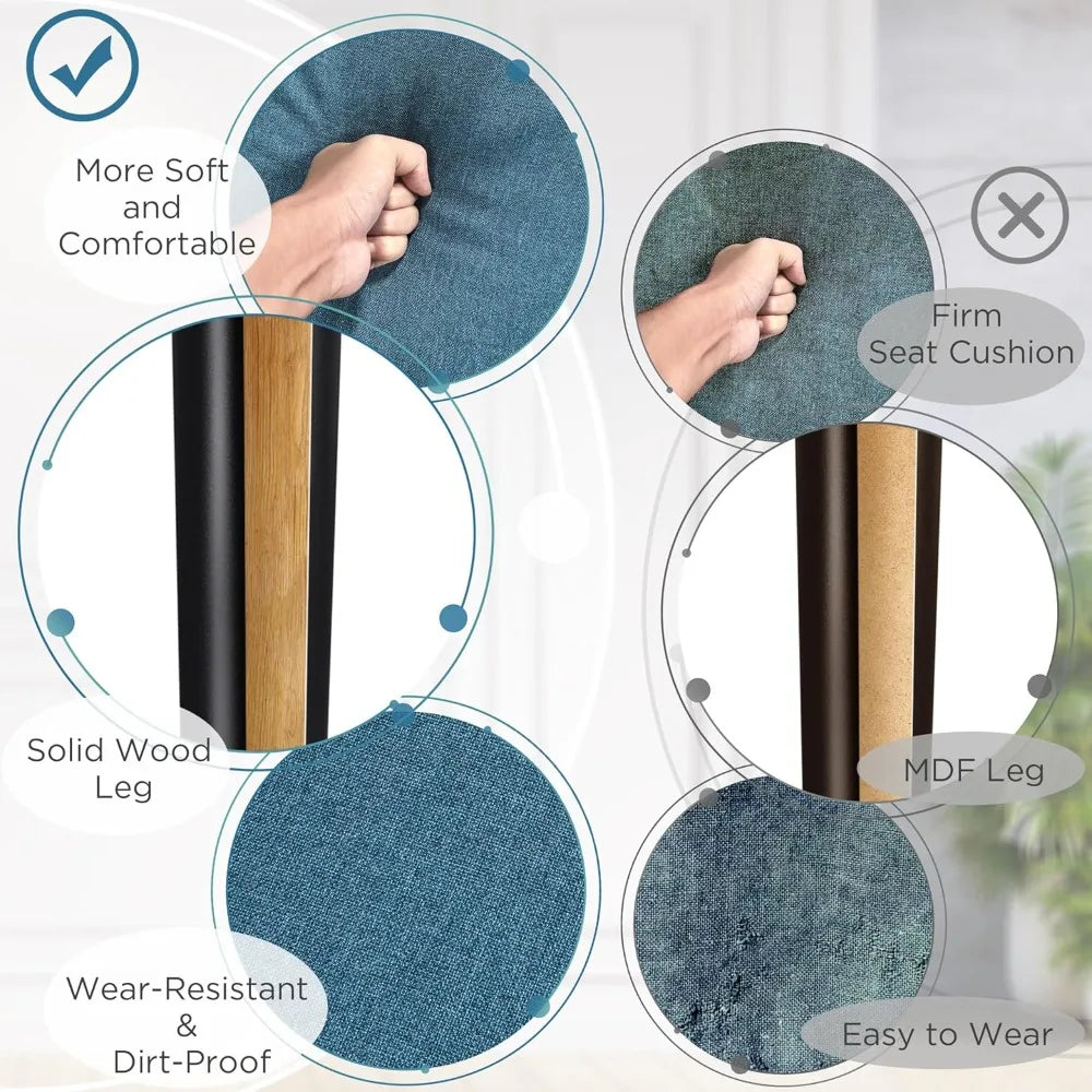 Mid-Century Accent Chair – Upholstered Armchair with Tufted Back & Wood Legs