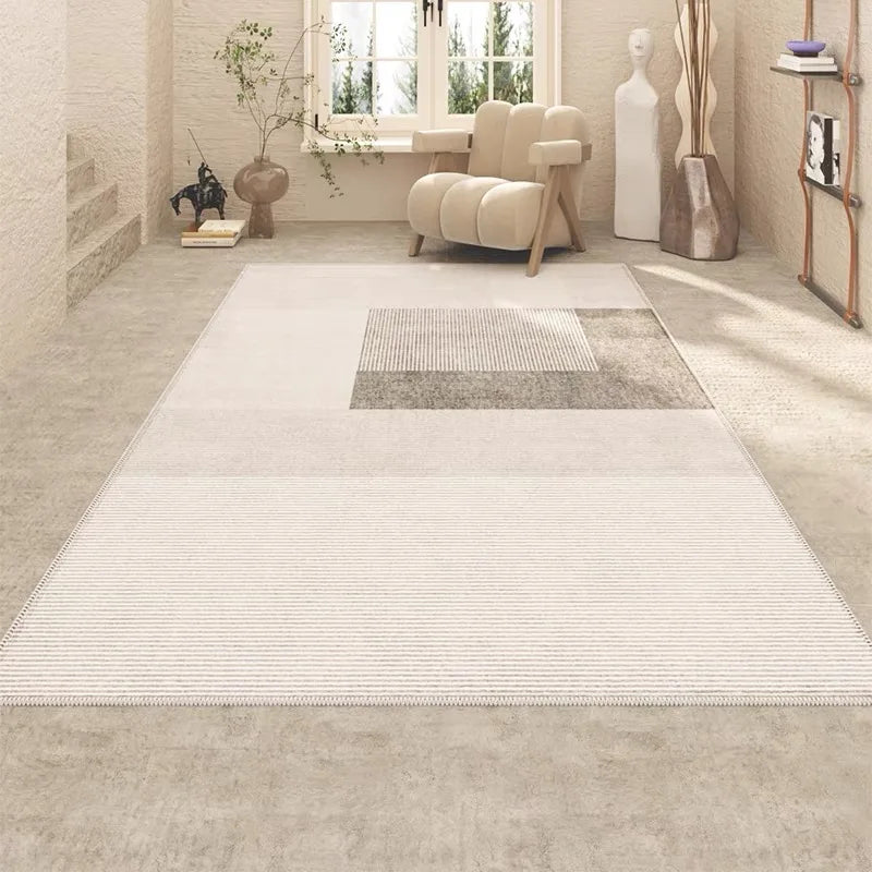 VIKAMA Summer Cool Cream Style Premium Rug Living Room Sofa Bedroom Floor Mat Bedside Rug Stain Resistant Home Decoration