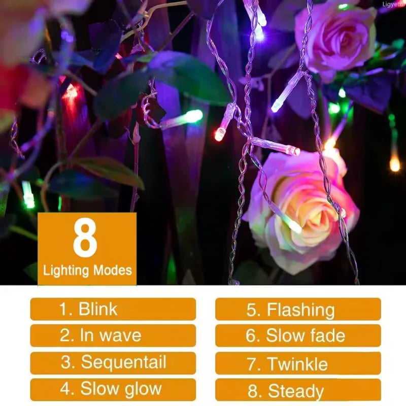 8 Modes USB Ice Stick Light String   Christmas LED Light Indoor Garland Home Party Garden New Year Bedroom Curtain Decoration