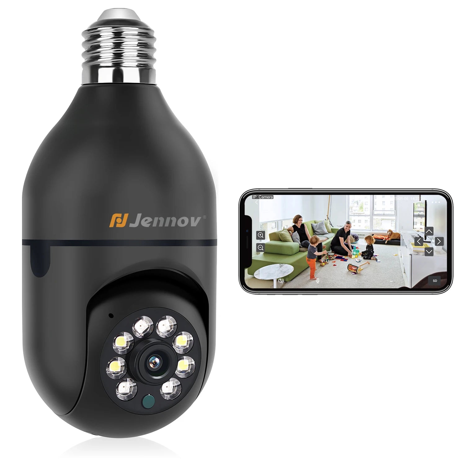 Jennov 3MP Light Bulb Security Camera 360°/2k HD Wireless Camera 2.4/5 Ghz Wi-Fi Light Socket Camera Video Home Security Monitor