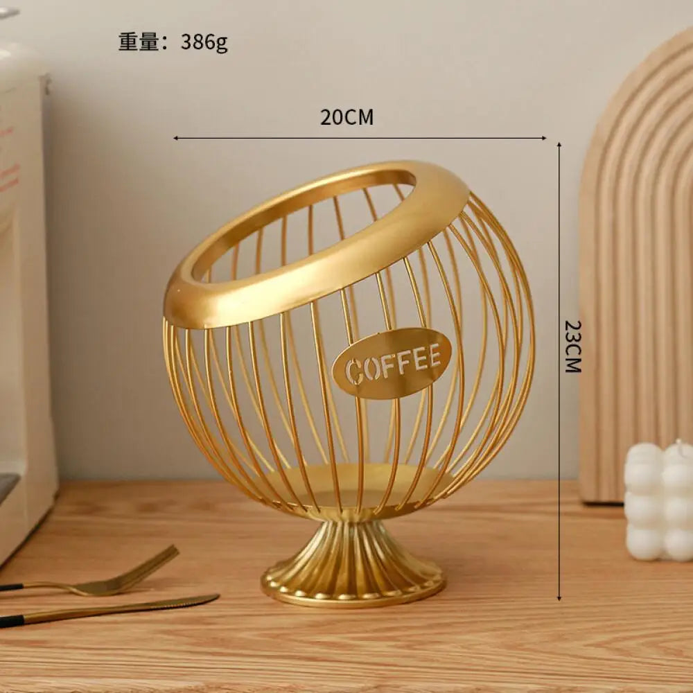 Creative Iron Fruit Basket & Coffee Capsule Organizer – Blue Diagonal Storage Basket