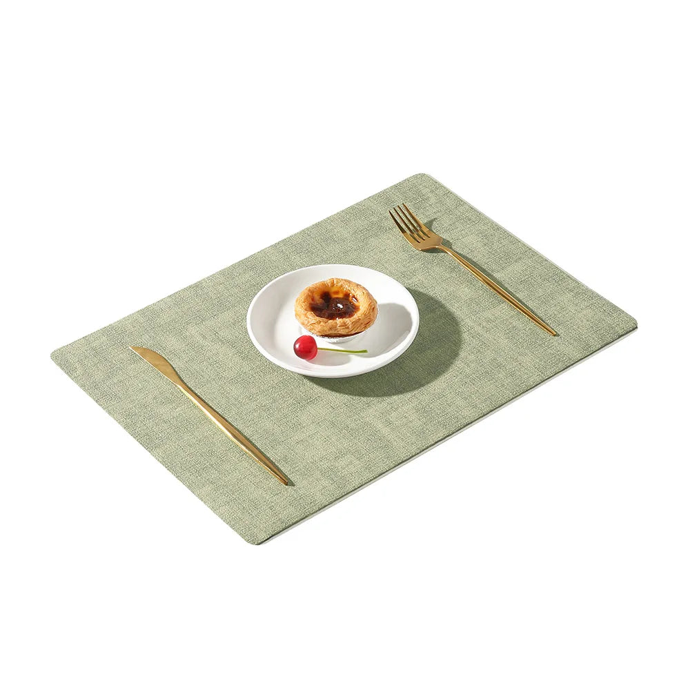 Dual-Sided PU Canvas Texture Placemat,Waterproof Heatproof 43x30cm Non-Slip Dining Table Mat,Washable for Home and Hotel Use