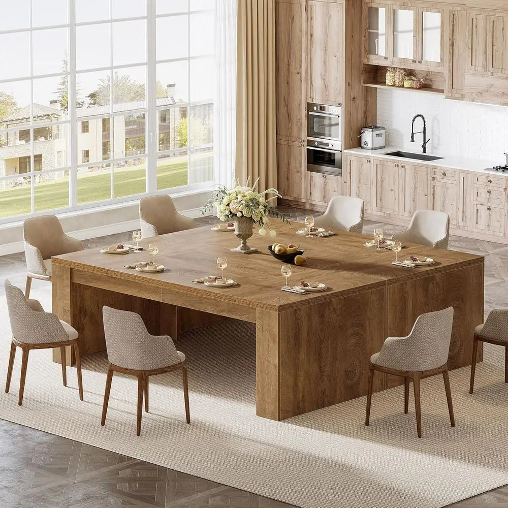70.9-Inch Rectangular Wooden Dining Table for 6–8 – Sturdy Brown Dining Table