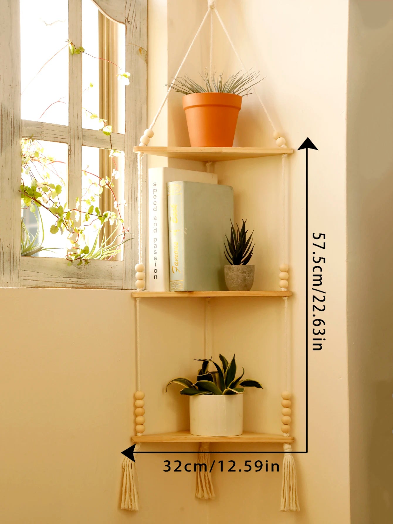 Wood Triangle Floating Corner Shelf – 1 / 2 / 3 Tier