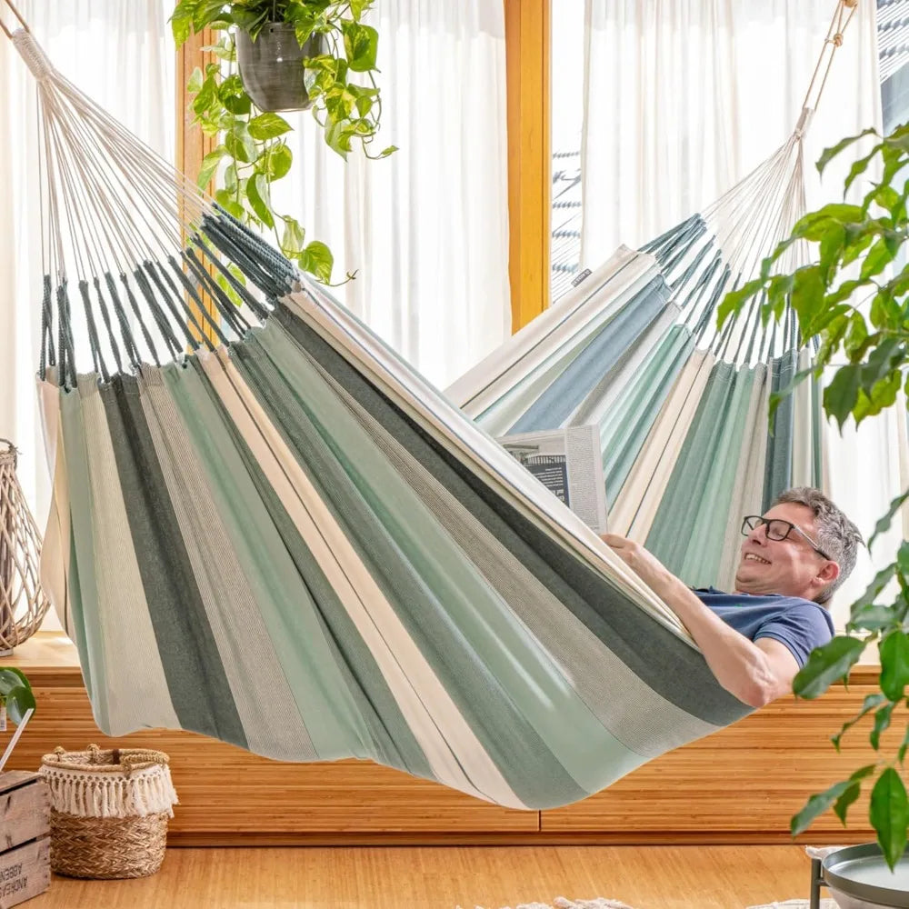 LA SIESTA Modesta Organic Cotton Hammock - Indoor/Outdoor Hammock for Bedroom, Backyard, Porch, Patio & Tree - Extra Large, 2 Pe