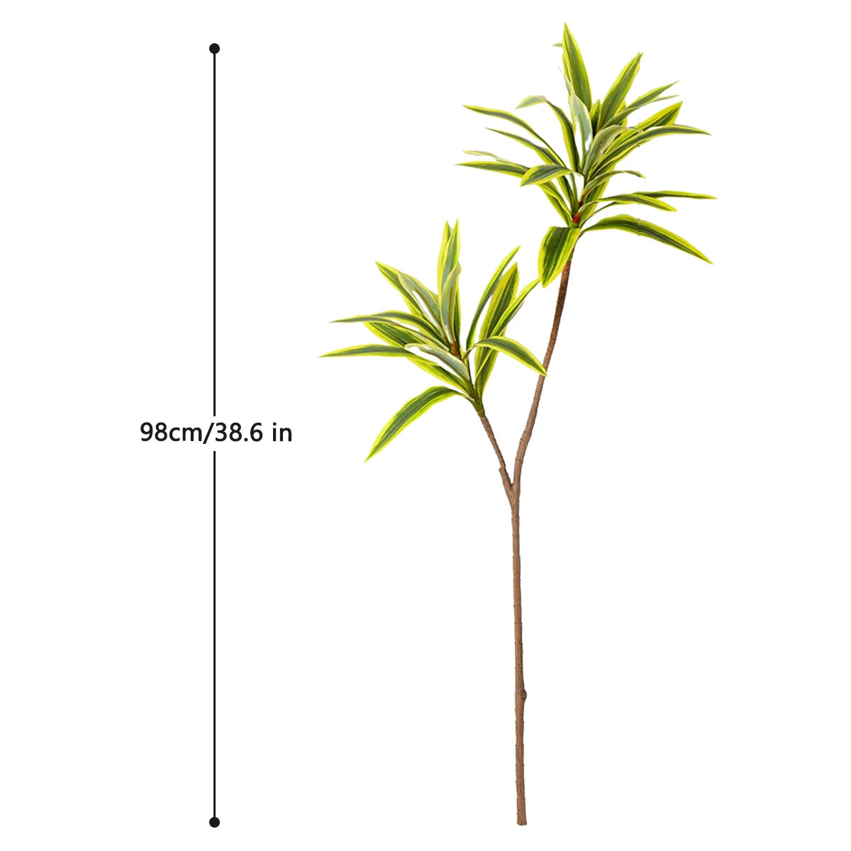 66-98cm Artificial Palm Tree Gold Edge Green Edge Plastic Bamboo Branch Tropical Potted Plant Desktop Plant Wall Decoration