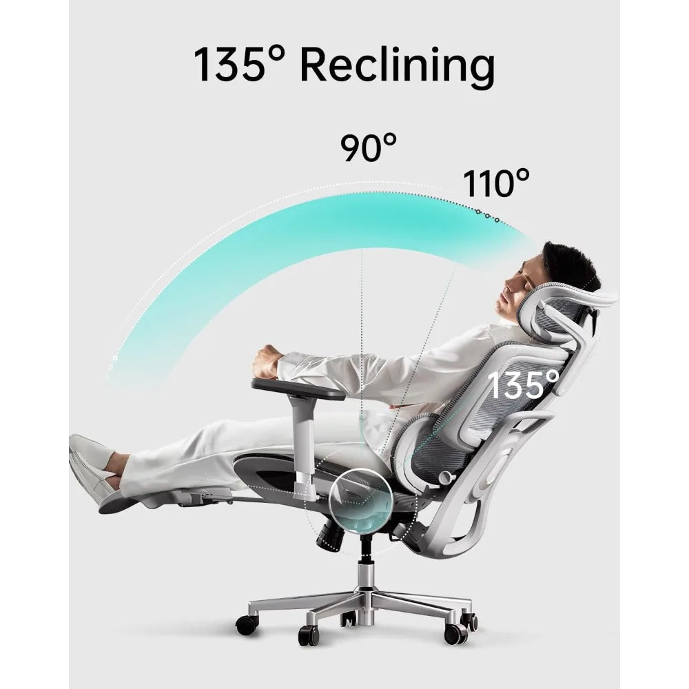 Ergonomic Office Chair with 3D Adjustable Armrests, Adjustable Lumbar Support High Back for Computer Chair