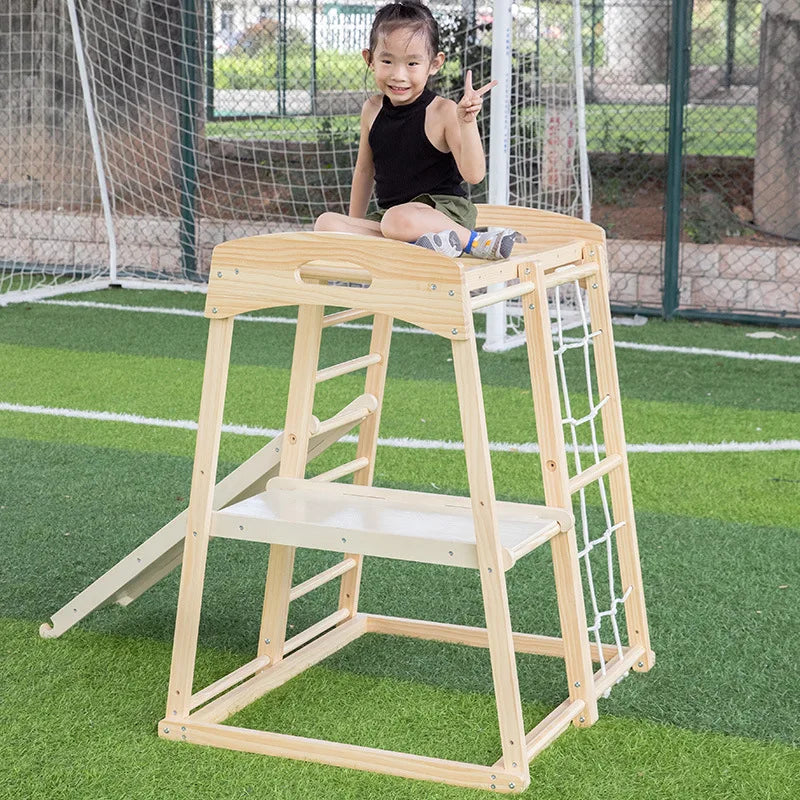 Wooden Jungle Gym for Kids – Indoor & Outdoor Climbing Set with Slide & Swing