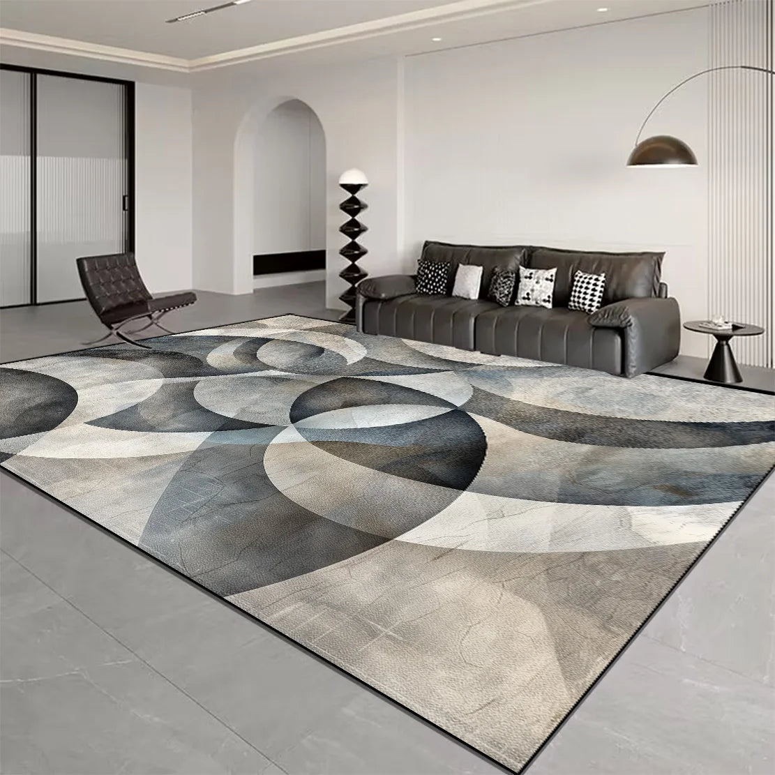 Nordic Light Luxury Stripes Carpet for Living Room Decor Rugs for Bedroom Large Orange Brown Floor Mat