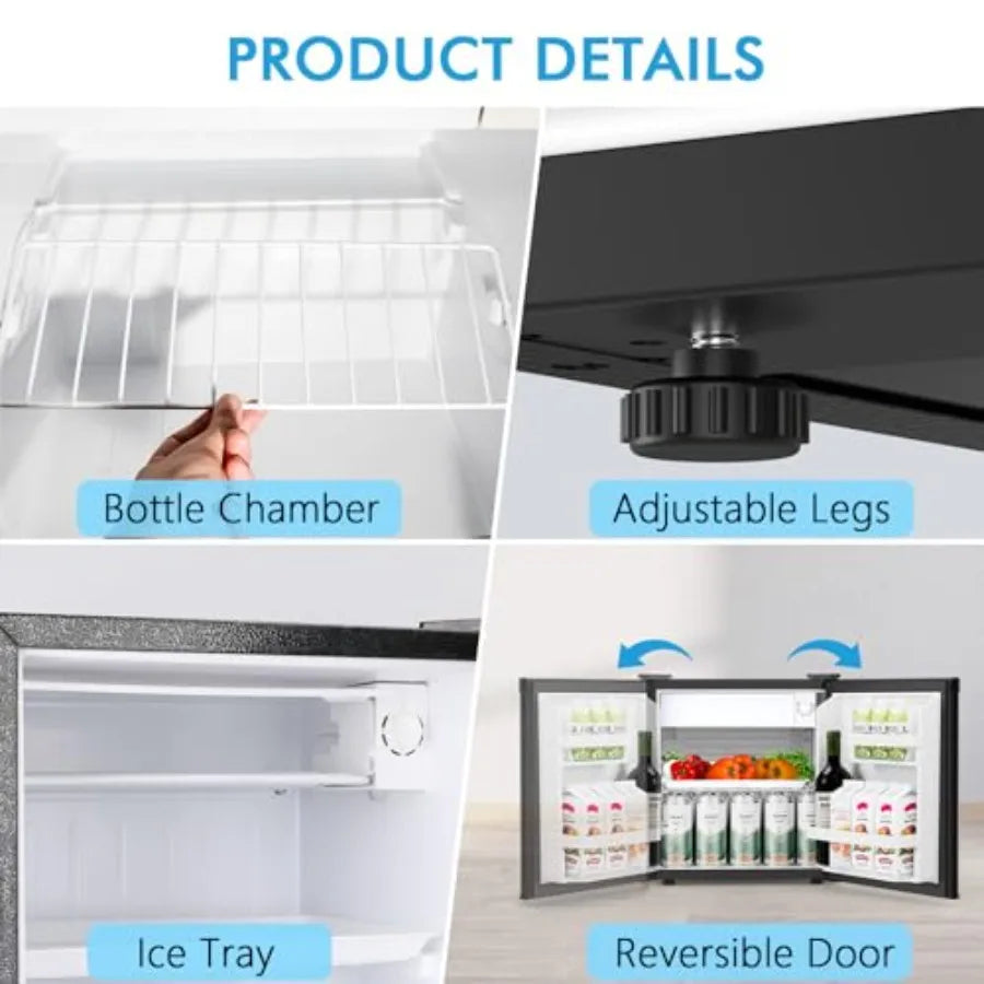 Compact Refrigerator with Freezer – 1.6 Cu.Ft (Stainless Steel)