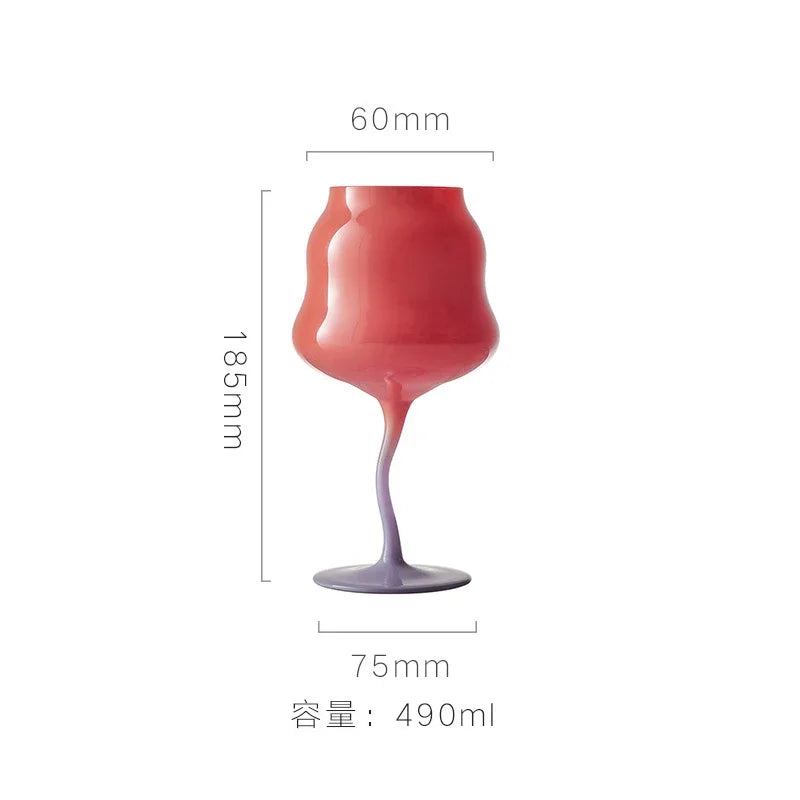 Cream Style High Footed Glass Cup Creative Colored Red Wine Glass Wine Glass Cocktail Glasses Liquor Container Home Drink Ware