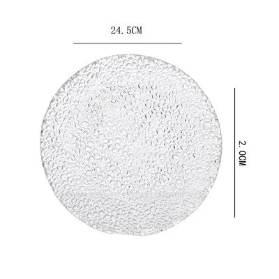 9.5″ Raindrop Embossed Glass Dinner Plate – Decorative Charger & Serving Platter