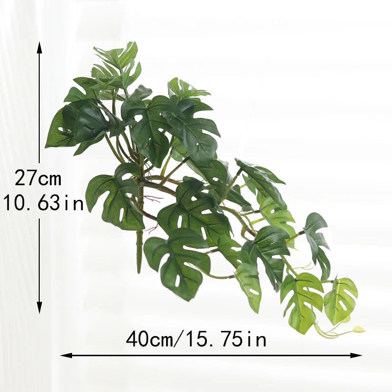 Artificial Turtle Back Leaf Plants Watermelon Leaves Green Apple Fake Plants Tropical Wedding Party Home Christmas Decor Potted