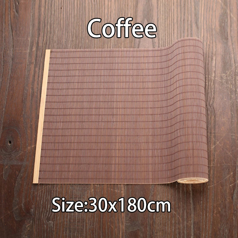 Natural Bamboo Table Runner Placemat Tea Mats Table Placemat Pad Heat Pad Japanese Style Coaster Home Cafe Restaurant Decoration