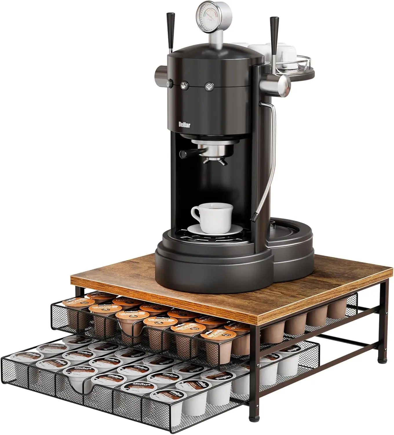 72-Capacity Coffee Pod Holder, 2-Tier Sliding Drawer Organizer for K-Cup, Black