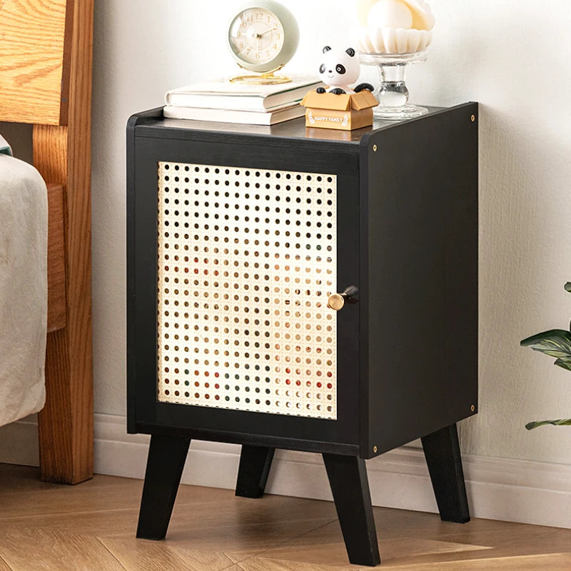 Modern Bedroom Bedside Cabinet, Simple Bedroom Storage Cabinet, ABS Grid Cabinet Door, Strong Door Stopper, Nightstand