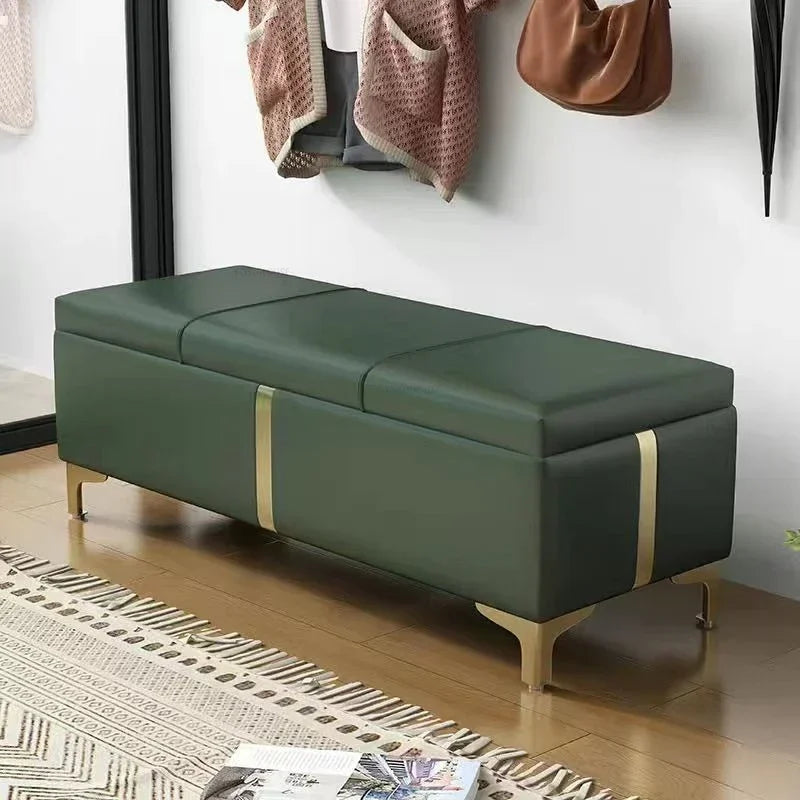 Nordic Shoe Changing Stool – European Style Storage Bench Ottoman