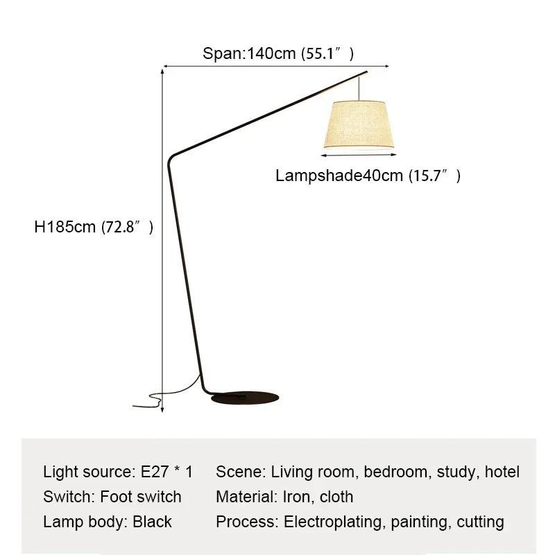 SOFEINA Nordic Black Fishing Floor Lamp Modern Family Living Room Beside The Sofa Creative LED Decorative Standing Light