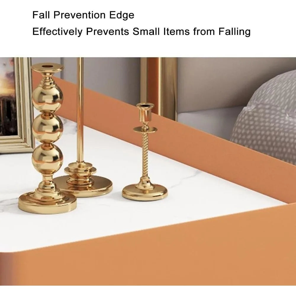 Contemporary 2-Drawer Nightstand, Compact Side Table, Elevated Coffee Table, Metal-Legged Bedside Table with Light-Tone Finish