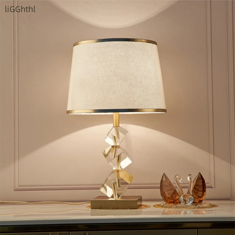 Modern Crystal LED Table Lamp Simple Luxurious Creative for Home Decor Living Room Bedroom Bedside Decorative Table Lighting