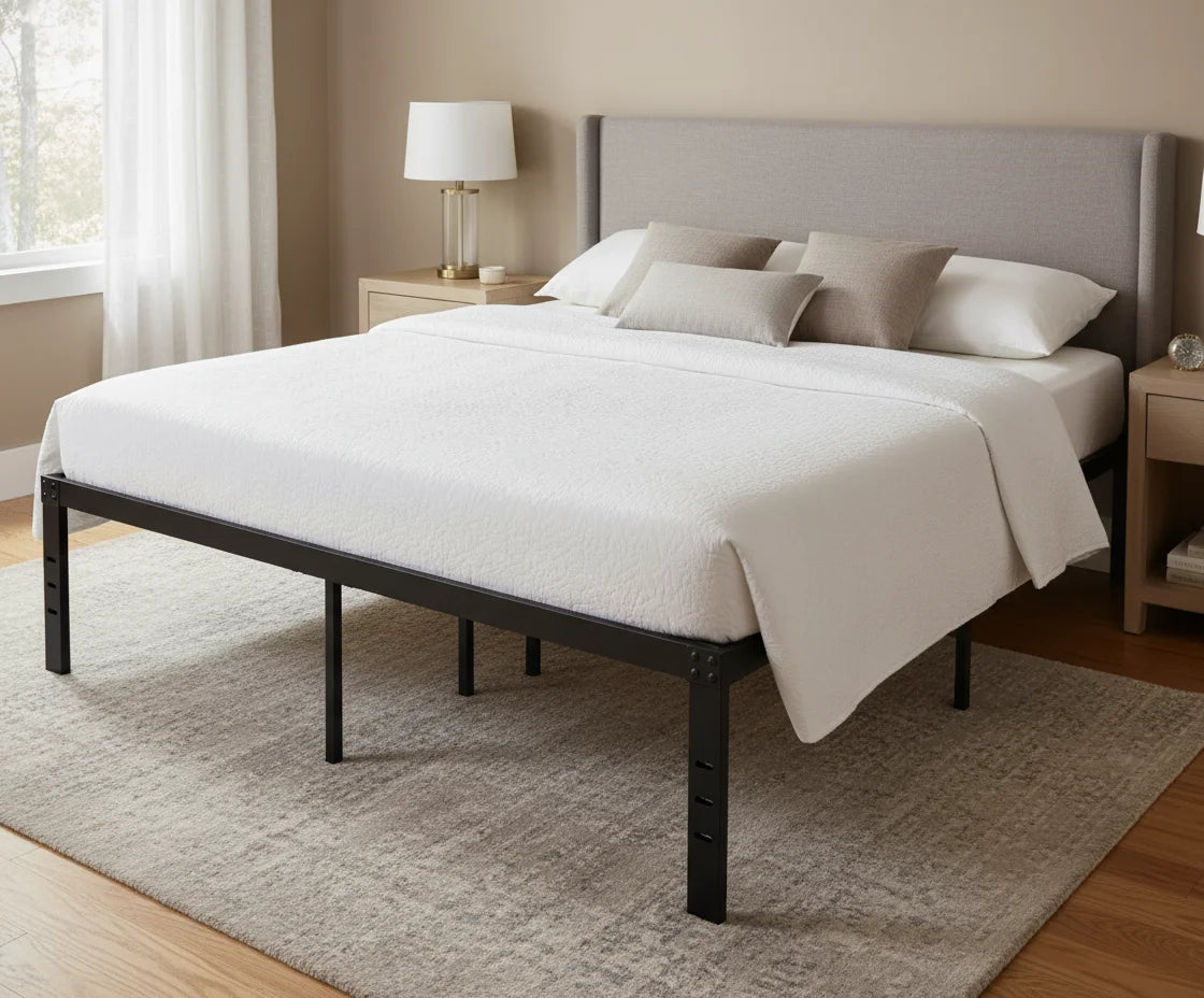 18″ Twin Metal Platform Bed Frame with Storage – Heavy-Duty, Noise-Free Design