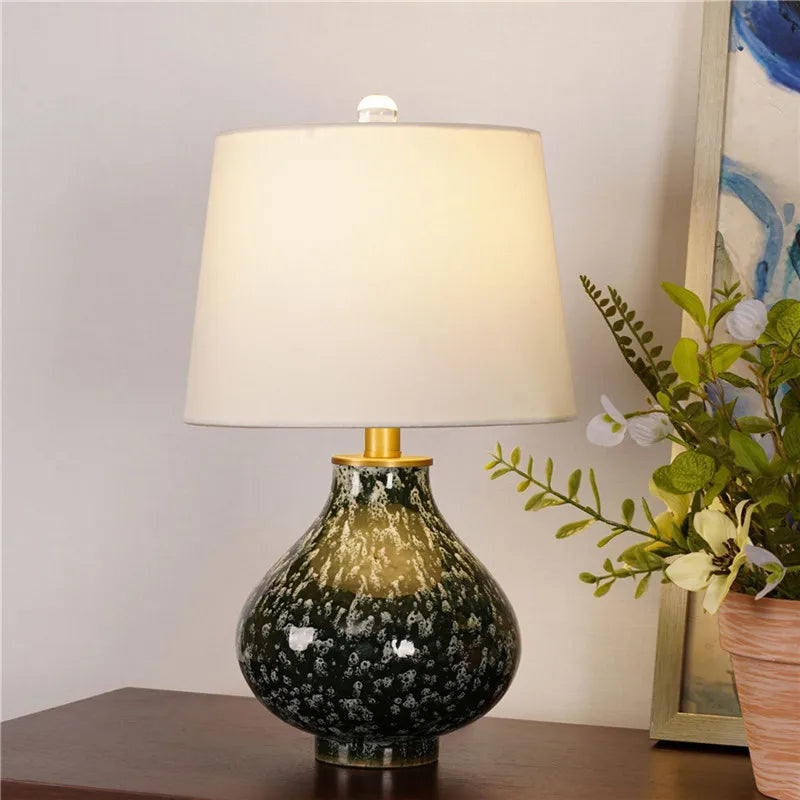 Contemporary Luxury Ceramic Table Lamp LED American Creativity Living Room Bedroom Study Villa Hotel Bedside Desk Light