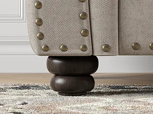 90 Inch Nailhead Trim Couch for Living Room, 23 Inch Deep Seat Rolled Arm Sofa, Comfy Upholstered 3 Seater Chenille Couch w/Wood
