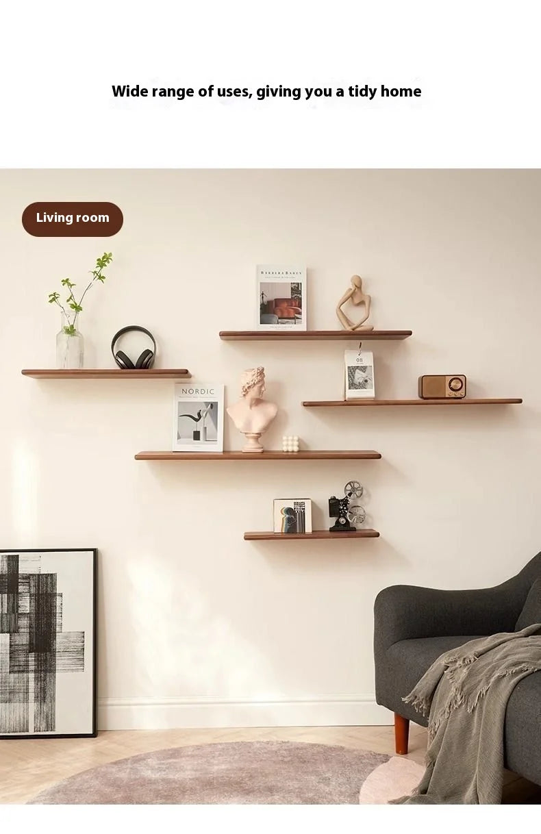 Solid Black Walnut Floating Shelf – Wall-Mounted Wood Ledge