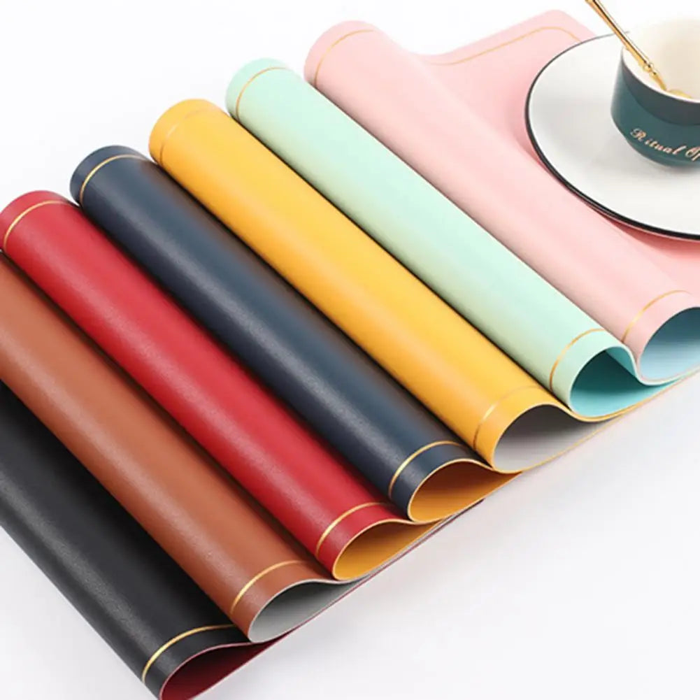 Place Mat for Dining Table Easy to Clean Place Mat Waterproof Faux Leather Double-sided Place Mat Heat Insulation for Kitchen