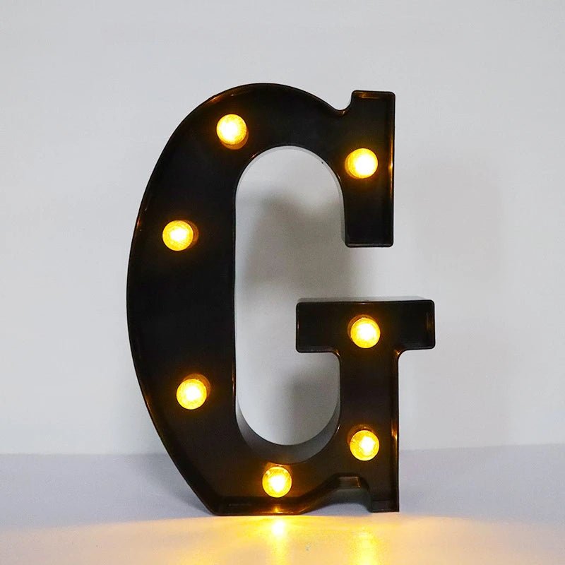 22cm Letters with Led Light Black Alphabet Letter Number Night Light Home Christmas Decoration Birthday Supplies Room Decoration