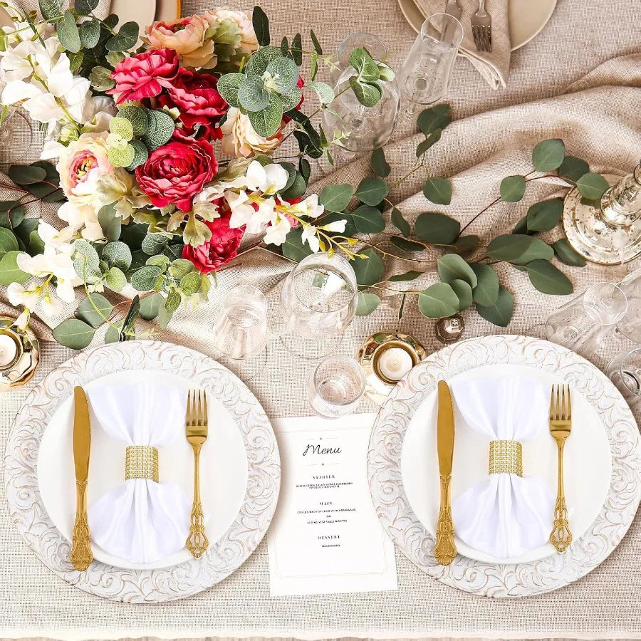 50PCS Antique Charger Plates – 13″ Embossed Rim Decorative Round Chargers