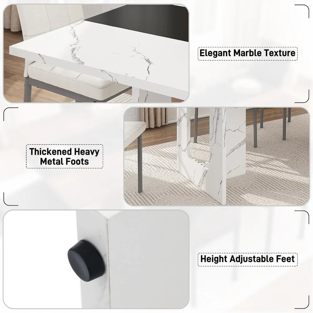 71 Inch Rectangular Dining Table for 6-8 People, Farmhouse Wood Kitchen Table with Wooden Legs, Farmhouse Center Kitchen Table f