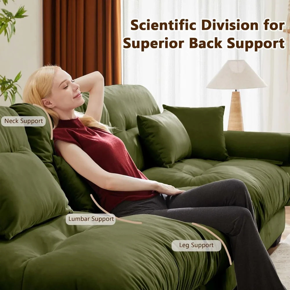 Velvet Modular Sectional Sofa,130" W Oversized U Shape Cloud Couch with 2 Ottomans,Free Combined 3 Seater Comfy Sofa