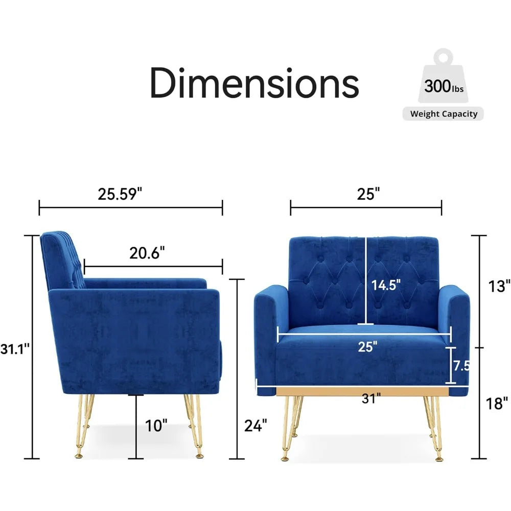 Mid-Century Modern Velvet Accent Chair – Oversized Upholstered Reading Armchair