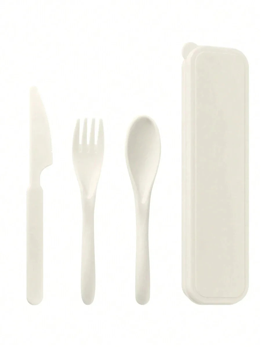 1pcs Plastic knife, fork and spoon cutlery set, reusable, portable cutlery, suitable for school, outdoor, camping, office
