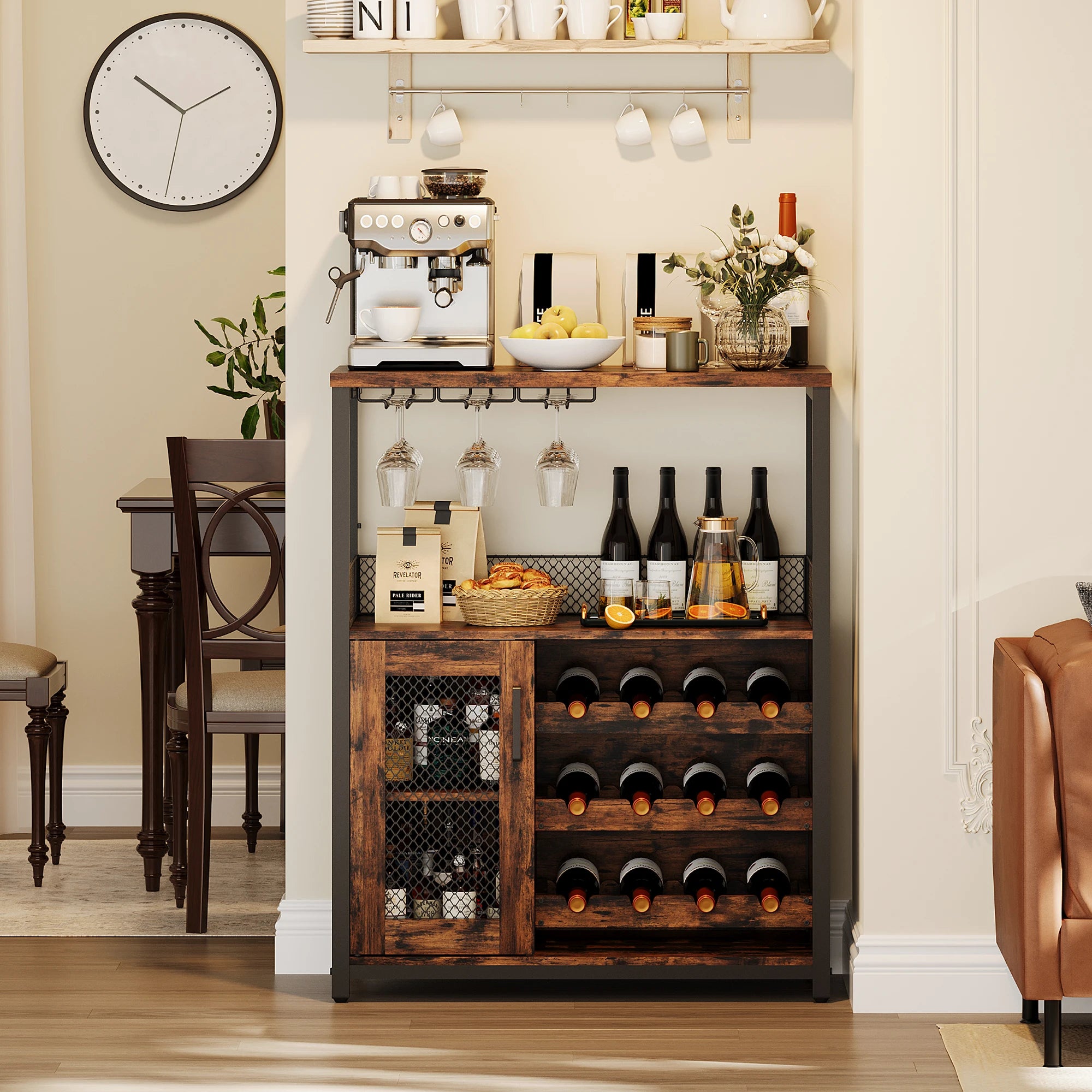 Industrial Wine Bar Cabinet – Removable Wine Storage with LED Lights