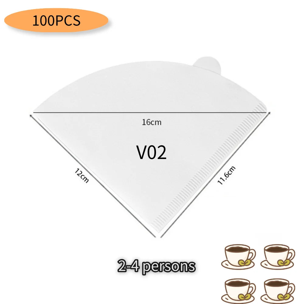 V-Shaped Disposable Coffee Filter Paper Bags – Eco-Friendly Hourglass Brewing Filters (50 / 100 Pack)