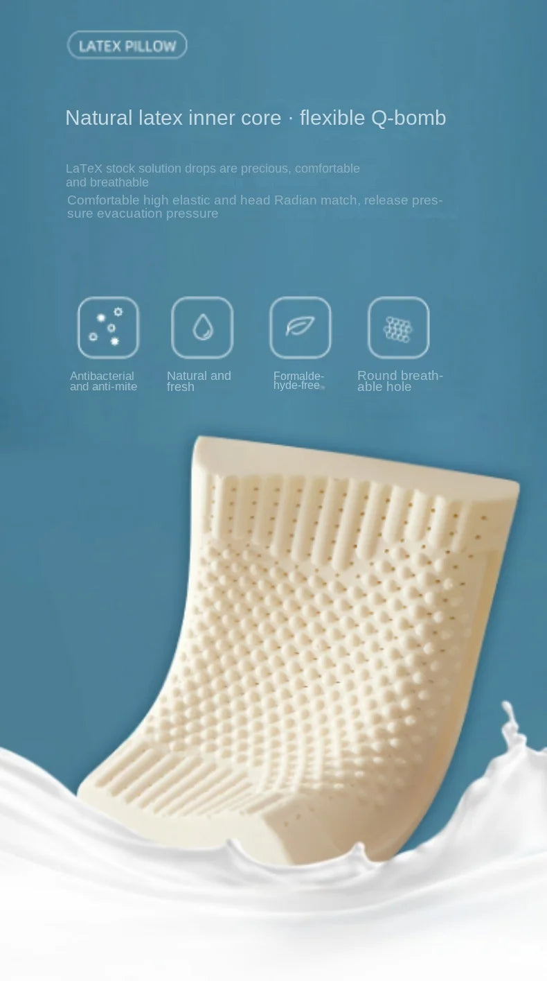 Ice coolingTechnology Thai Natural Latex Pillow Slow Rebound Health Care Memory Foam Pillow Orthopedic Pillow Neck Protector 1PC