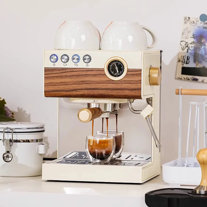 Stainless Steel Italian Semi-Automatic Espresso Machine with Steam Milk Frother
