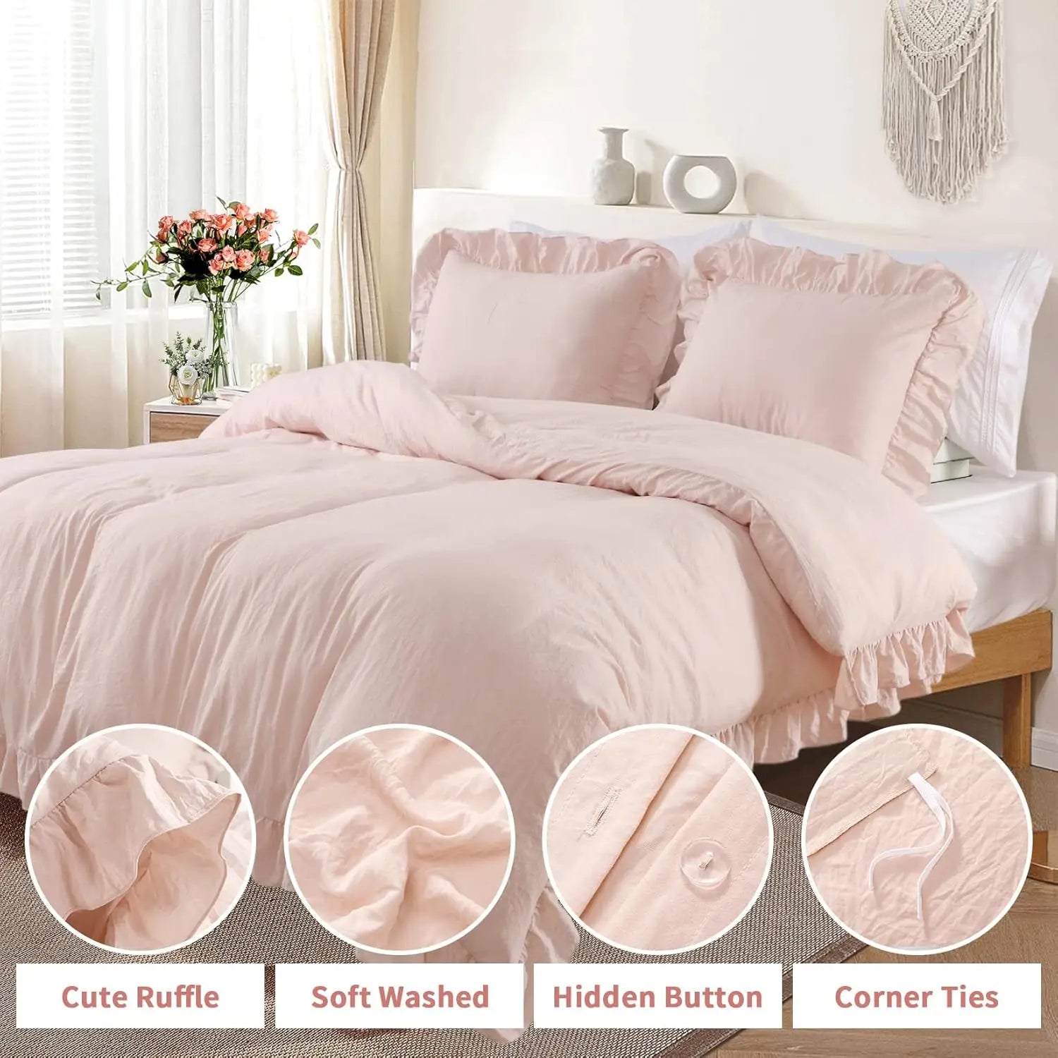 Lotus Leaf Edge Duvet Cover Set – 104″ × 90″ (Double Bed)