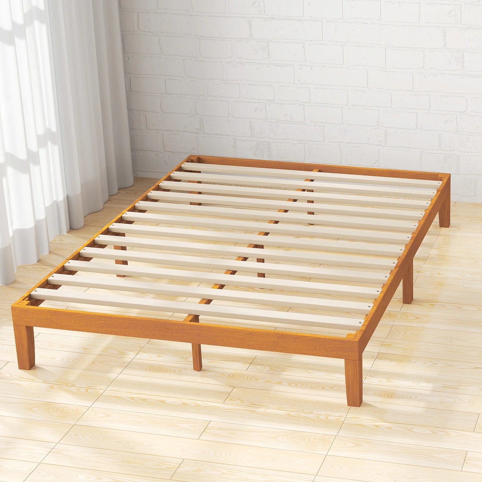Solid Wood Bed Frame – Multiple Sizes Available with Sturdy Wood Slat Support