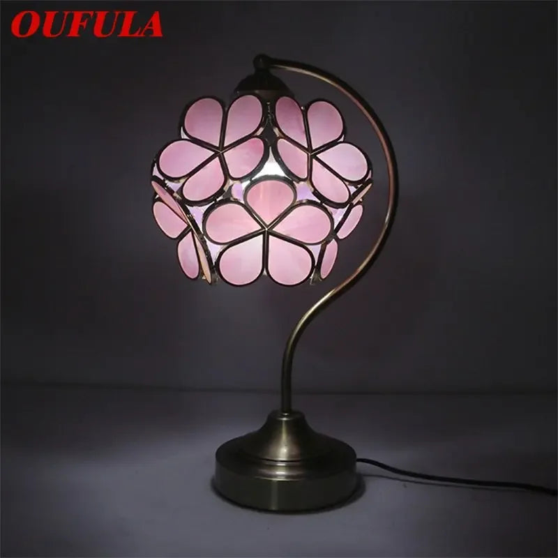 GISELLE Tiffany Table Lamp LED Modern Creative Pink Petal Desk Light For Home Living Room Bedroom Bedside Decor