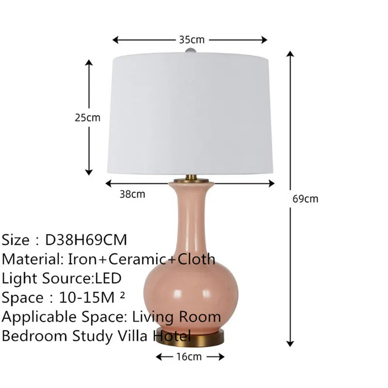 Contemporary Luxury Ceramic Table Lamp LEDAmerican Retro Creativity Living Room Bedroom Study Villa Hotel Bedside Desk Light