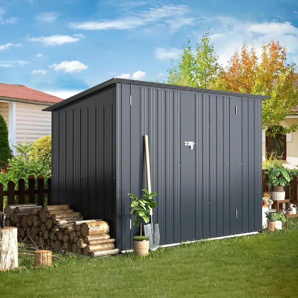 7ft x 3ft Lean-to Shed for Outdoor Bike Storage and Weatherproof Metal Storage Cabinet