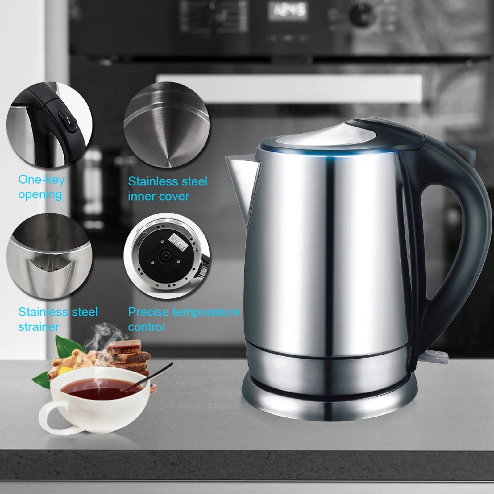 Electric Glass Kettle – 1.7L Borosilicate Water Boiler
